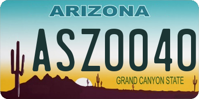 AZ license plate ASZ0040
