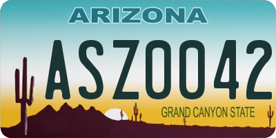 AZ license plate ASZ0042