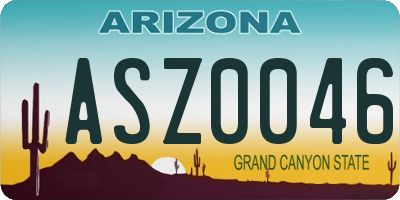 AZ license plate ASZ0046