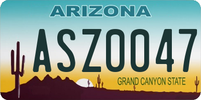 AZ license plate ASZ0047