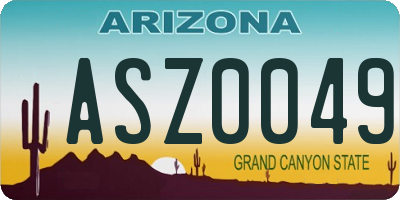 AZ license plate ASZ0049