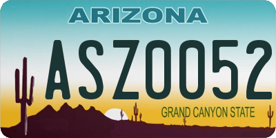 AZ license plate ASZ0052