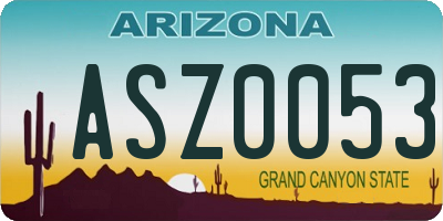 AZ license plate ASZ0053