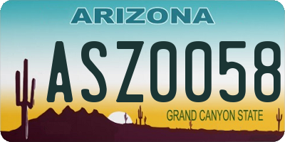 AZ license plate ASZ0058