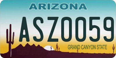 AZ license plate ASZ0059
