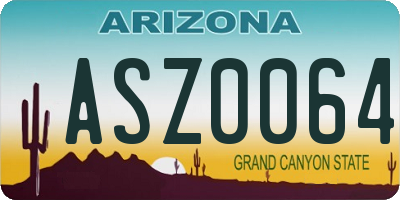 AZ license plate ASZ0064