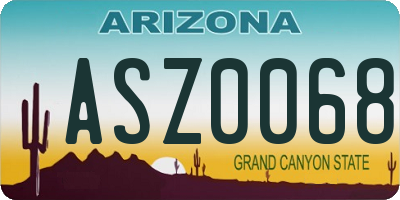 AZ license plate ASZ0068