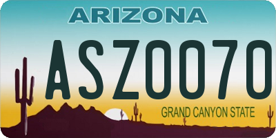 AZ license plate ASZ0070