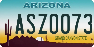 AZ license plate ASZ0073