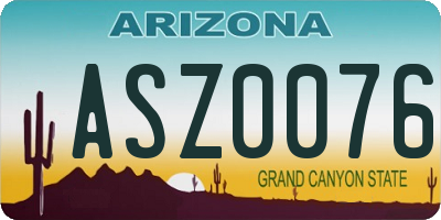 AZ license plate ASZ0076
