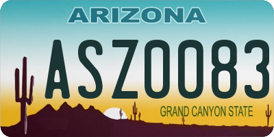 AZ license plate ASZ0083