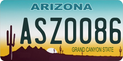 AZ license plate ASZ0086