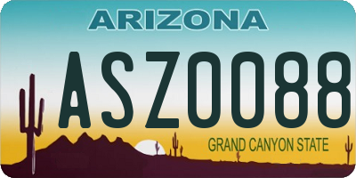 AZ license plate ASZ0088