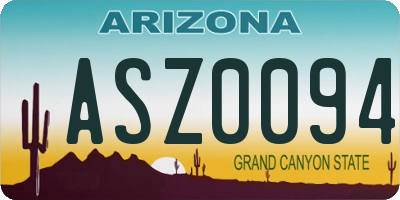 AZ license plate ASZ0094