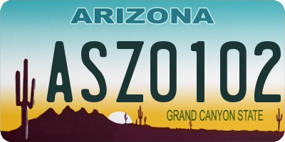 AZ license plate ASZ0102
