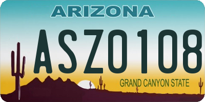 AZ license plate ASZ0108