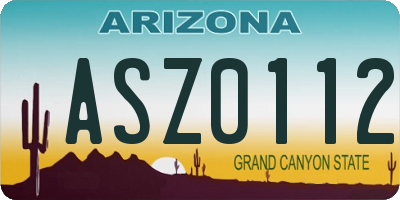 AZ license plate ASZ0112