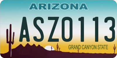AZ license plate ASZ0113