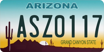 AZ license plate ASZ0117
