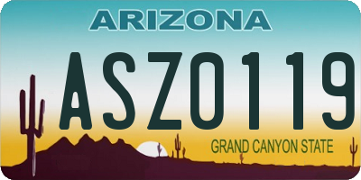 AZ license plate ASZ0119