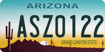 AZ license plate ASZ0122