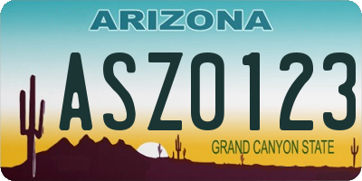 AZ license plate ASZ0123