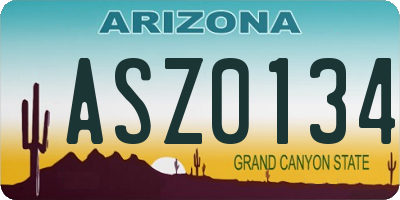 AZ license plate ASZ0134