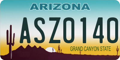 AZ license plate ASZ0140