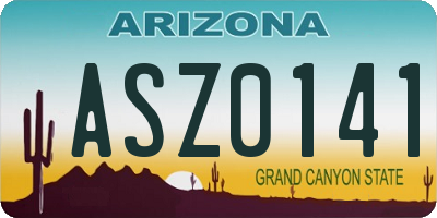 AZ license plate ASZ0141