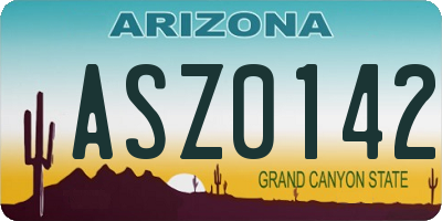 AZ license plate ASZ0142