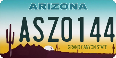 AZ license plate ASZ0144