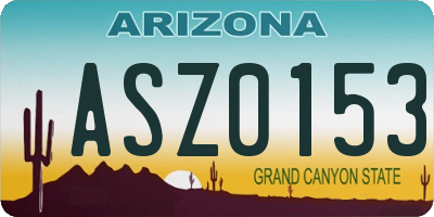 AZ license plate ASZ0153