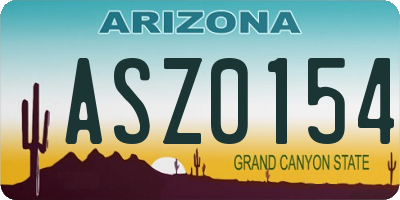 AZ license plate ASZ0154