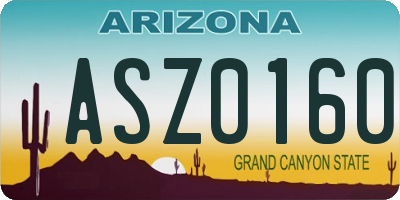 AZ license plate ASZ0160