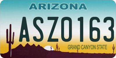 AZ license plate ASZ0163