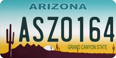 AZ license plate ASZ0164