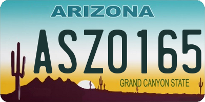 AZ license plate ASZ0165