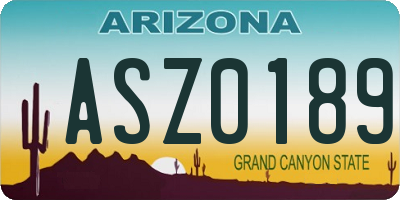 AZ license plate ASZ0189