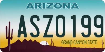 AZ license plate ASZ0199