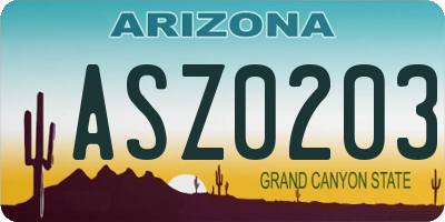 AZ license plate ASZ0203