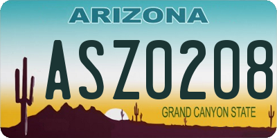 AZ license plate ASZ0208