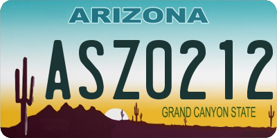 AZ license plate ASZ0212