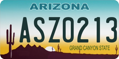 AZ license plate ASZ0213