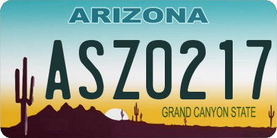 AZ license plate ASZ0217