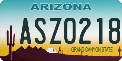 AZ license plate ASZ0218