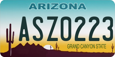 AZ license plate ASZ0223