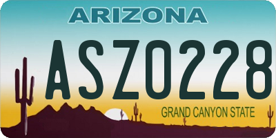 AZ license plate ASZ0228