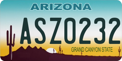 AZ license plate ASZ0232