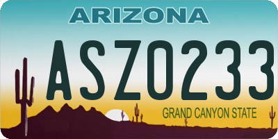 AZ license plate ASZ0233