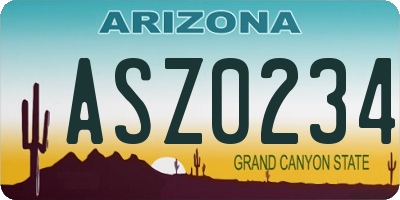 AZ license plate ASZ0234